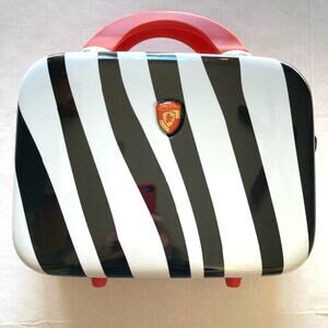 Heys Makeup Case Hard Shell Zebra Animal Print & 2 Packing Cubes and Strap NEW